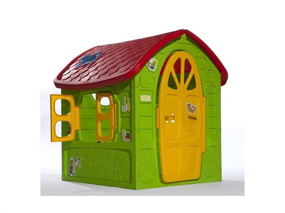 Παιδικό σπιτάκι εξωτερικού χώρου με αυτοκόλλητα σχέδια σε πράσινο - κίτρινο χρώμα, 120x113x111cm
