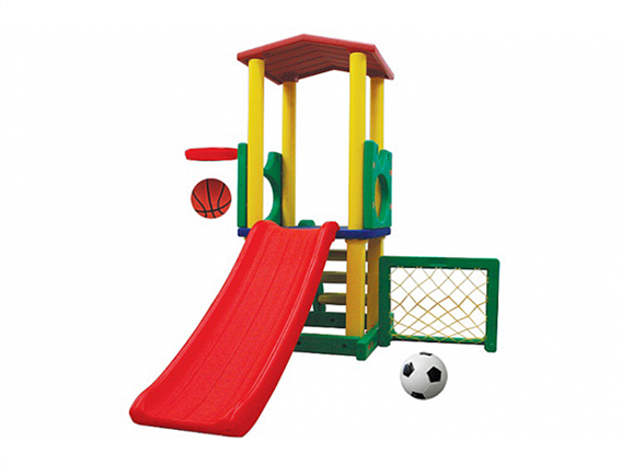 Παιδική Χαρά Παιδότοπος Εξωτερικού Χώρου με τσουλήθρα τέρμα ποδοσφαίρου και μπασκέτα,116x232x157 cm