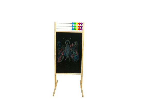 Παιδικός Μαυροπίνακας 2 όψεων με Ξύλινο Σκελετό και πίνακα αριθμητικής, 60x46x111cm