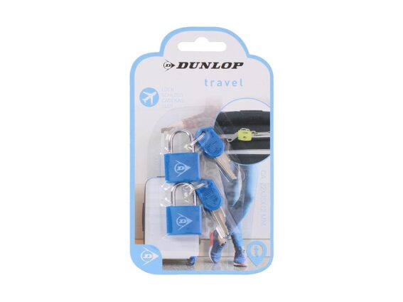 Σετ 2 τεμαχίων Λουκέτα για αποσκευές με 2 Κλειδιά, 22x35x12mm, Dunlop Travel Lock Μπλε