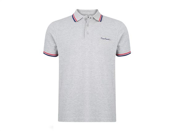 Pierre Cardin Ανδρικό Μπλουζάκι Polo T-shirt με κοντό μανίκι και κουμπιά, σε γκρι χρώμα XXLarge