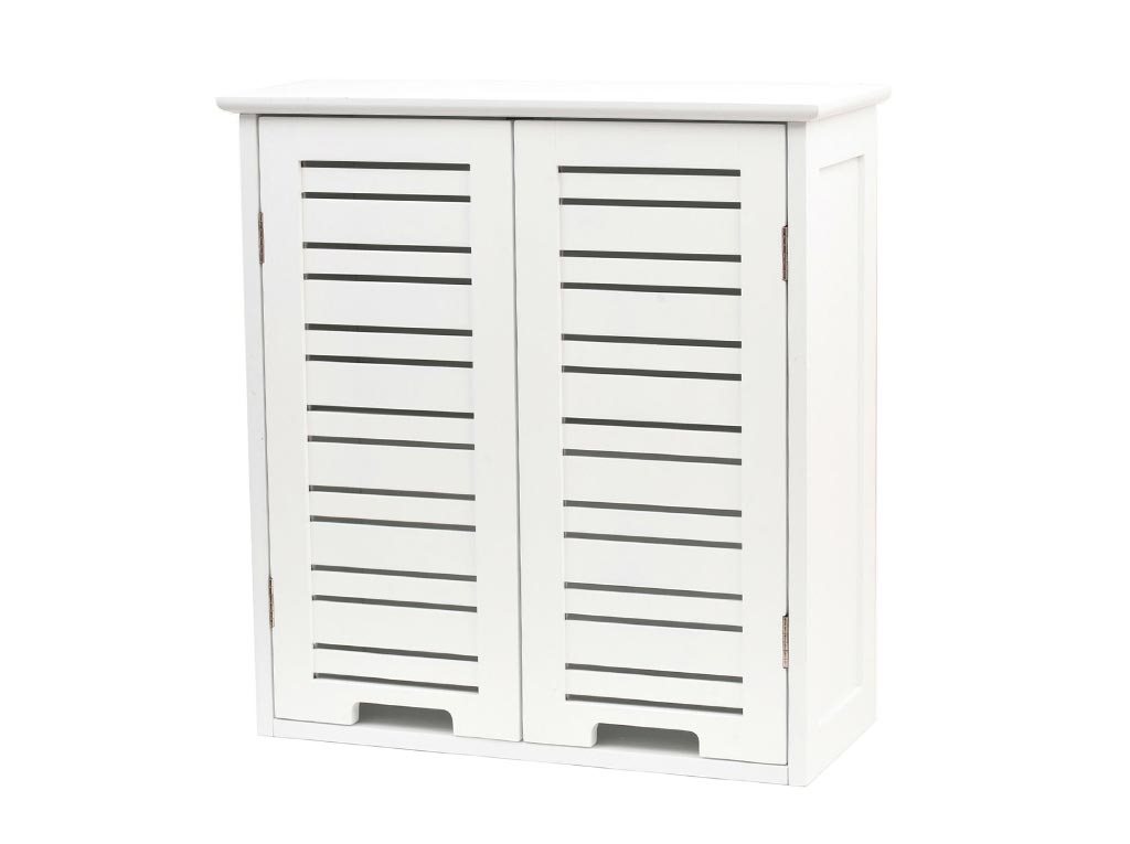 Έπιπλο Μπάνιου Ντουλάπι Τοίχου, από MDF ξύλο, με διπλή πόρτα, σε λευκό χρώμα, 52x22x55 MIAMI