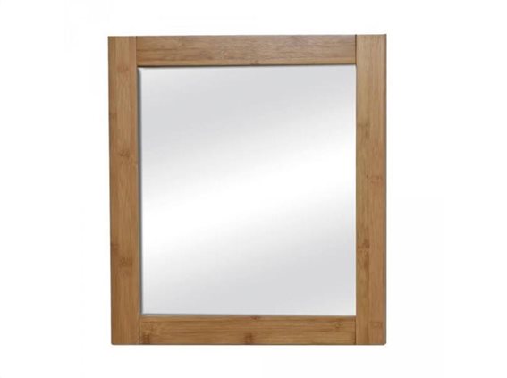 Τετράγωνος Διακοσμητικός Καθρέφτης από MDF ξύλο, σε καφέ χρώμα τύπου bamboo,  48x1.5x21.8 cm, ΜΑΗΕ