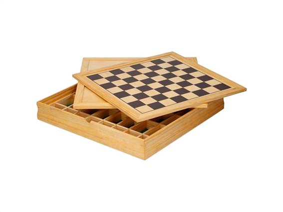 Σετ ξύλινα επιτραπέζια παιχνίδια 5 σε 1, σε ξύλινο κουτί, Lifetime Games 05200