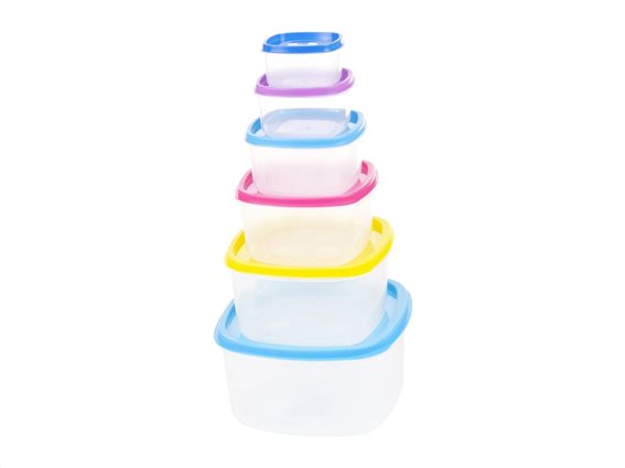 Σετ Πλαστικά Δοχεία Φαγητού 12 τεμαχίων με αεροστεγές καπάκι σε διάφορα χρώματα και μεγέθη
