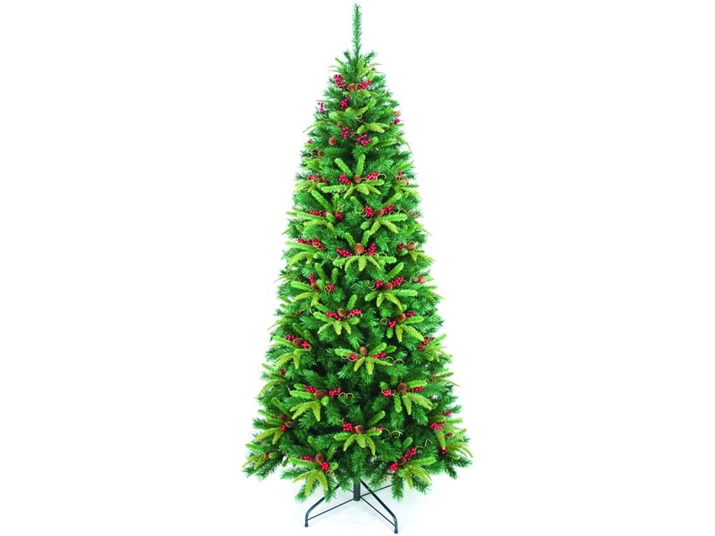 Τεχνητό Χριστουγεννιάτικο Δέντρο  FORBES SLIM FIR ύψους 2.40m με κουκουνάρια, σε πράσινο χρώμα