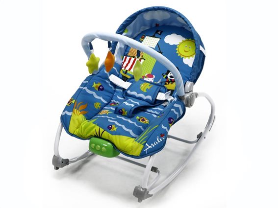 Asalvo Baby Παιδικό Relax για Μωρά έως 18 κιλά με κρεμαστά παιχνίδια και μουσική, σε μπλε χρώμα