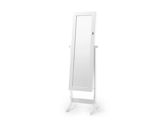 Ξύλινος Ολόσωμος Καθρέφτης Δαπέδου με Μπιζουτιέρα σε λευκό χρώμα 36x10x150cm, InnovaGoods XXL