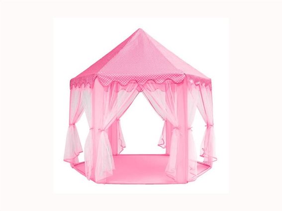 Aria Trade Στρογγυλή Παιδική σκηνή σε σχέδιο Κάστρο Πριγκίπισσας, σε Ροζ χρώμα, 135x140 cm