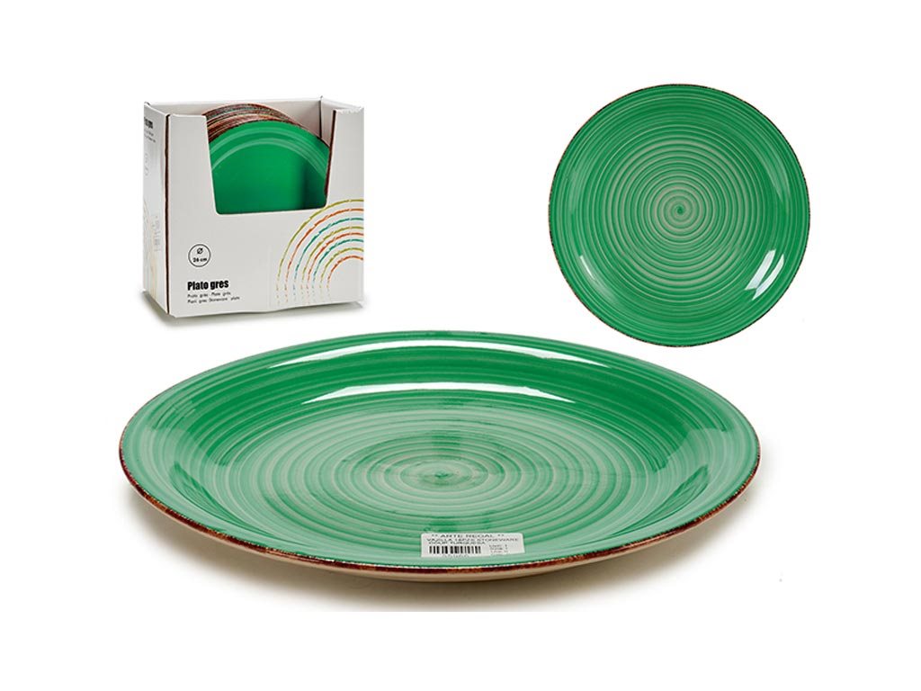 Στρογγυλό Επίπεδο Πιάτο από Πορσελάνη σε πράσινο χρώμα, διαμέτρου 26 εκατοστών