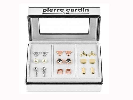 Pierre Cardin PCC7612 Σετ 9 ζευγάρια Γυναικεία Σκουλαρίκια σε Χρυσό Ασήμι και Ροζ Χρυσό