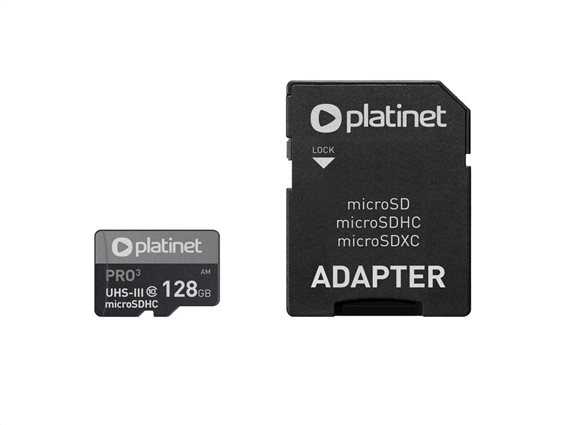 Platinet Pro3 Κάρτα Μνήμης MicroSDHC 128GB Class 10 και Adapter SD, PMMSDX128UIII