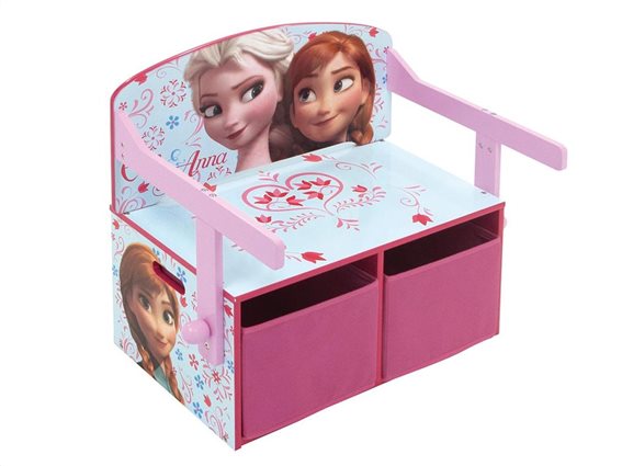 Ξύλινο Κουτί Αποθήκευσης 3 σε 1 και σκαμπό με θέμα Frozen,  60x70x44 cm