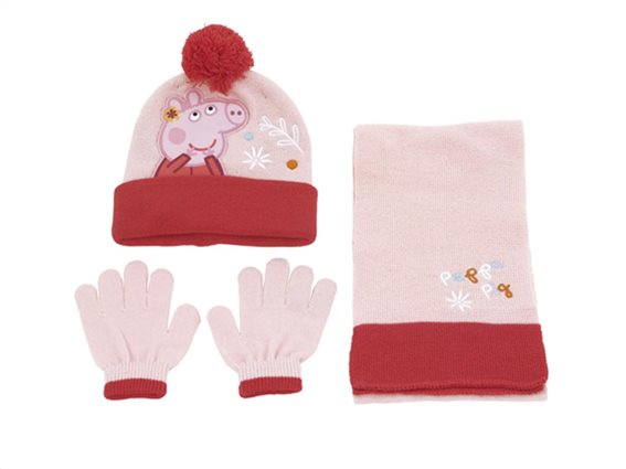 Peppa Pig Παιδικό Σετ Σκουφάκι, Κασκόλ και Γάντια, σε 2 χρώματα Ροζ