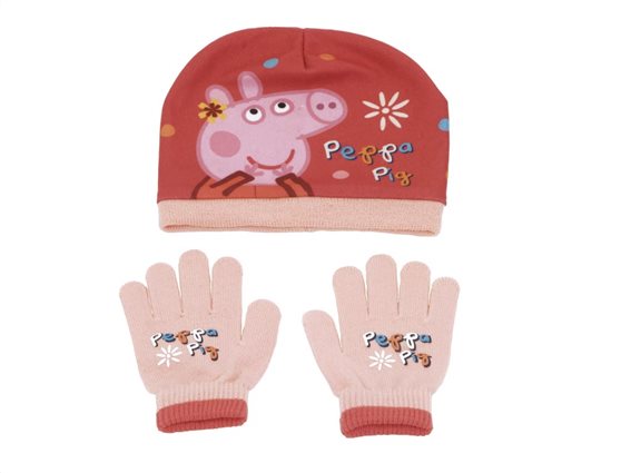 Aria Trade Peppa Pig Παιδικό Σετ Σκουφάκι με Γάντια με θέμα, One Size