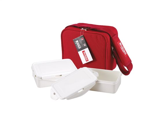 Σετ Φαγητοδοχεία Lunchboxes και Τσάντα Lunchbag 6 τεμαχίων σε κόκκινο χρώμα, Bergner BG-3652-RD