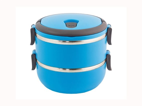 Φαγητοδοχείο Lunchbox 2 επιπέδων χωρητικότητας 1400ml με λαβή σε γαλάζιο χρώμα,  15x12.5x14.5cm