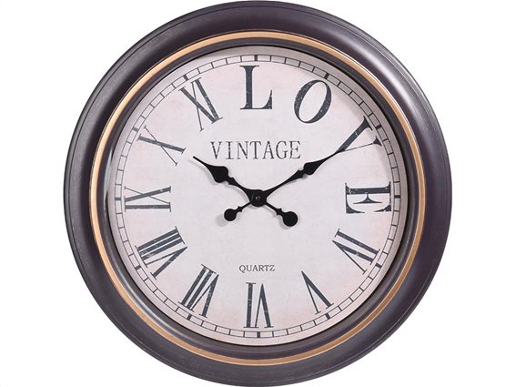 Vintage Αναλογικό Διακοσμητικό Ρολόι Τοίχου σε καφέ χρυσό χρώμα με διάμετρο 60 cm