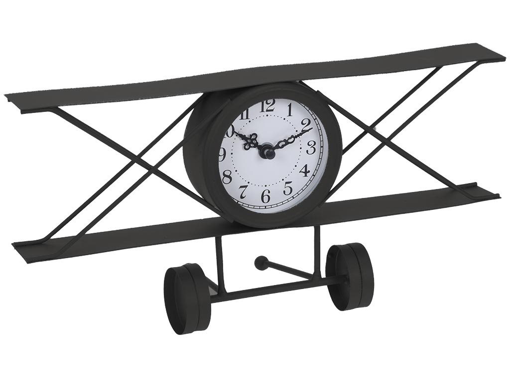 Επιτραπέζιο Αναλογικό Διακοσμητικό Ρολόι Αεροπλάνο σε 3 χρώματα Μαύρο, 30x8.5x15.5 cm