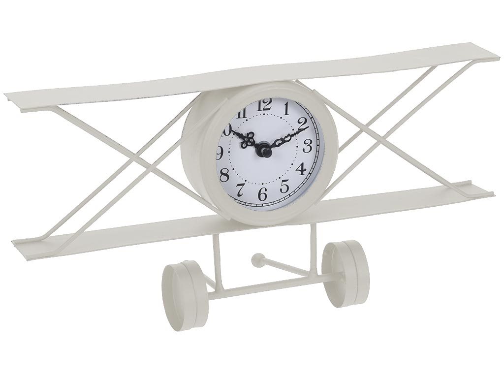 Επιτραπέζιο Αναλογικό Διακοσμητικό Ρολόι Αεροπλάνο σε 3 χρώματα Λευκό, 30x8.5x15.5 cm