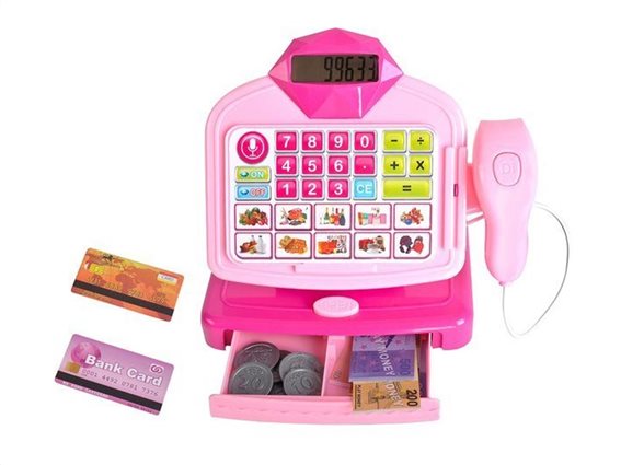 Aria Trade Παιδική Ταμειακή Μηχανή με Scanner, Κέρματα, Κάρτες και Χαρτονομίσματα, 23x13x20 cm, KS9537