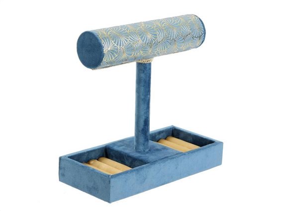 Aria Trade Μπιζουτιέρα Βάση Stand με θήκες για κοσμήματα σε μπλε χρώμα, 23x23.5x10.5 cm