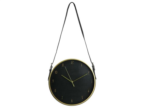 Aria Trade Αναλογικό Μεταλλικό Κρεμαστό Ρολόι Τοίχου με διάμετρο 30.5cm σε μαύρο χρώμα