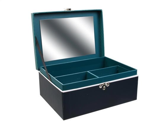 Aria Trade Μπιζουτιέρα Κουτί με Καθρέφτη μπλε
