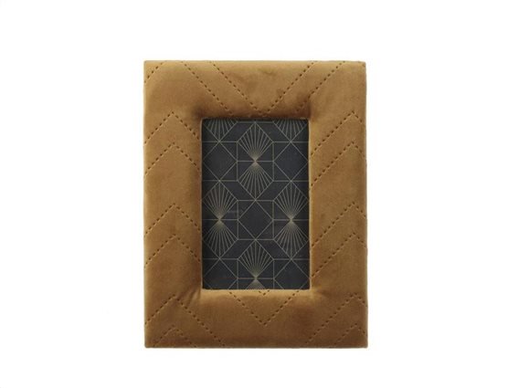 Aria Trade Ξύλινη Παραλληλόγραμμη κορνίζα με βελούδινη επιφάνεια σε 3 χρώματα, 18x23x1.5 cm Καφέ