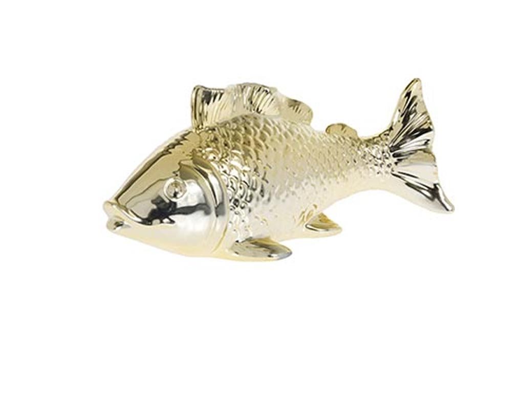 Διακοσμητική Φιγούρα Ψάρι από πορσελάνη σε χρυσό χρώμα, 27x10x10 cm Αριστερή Ουρά