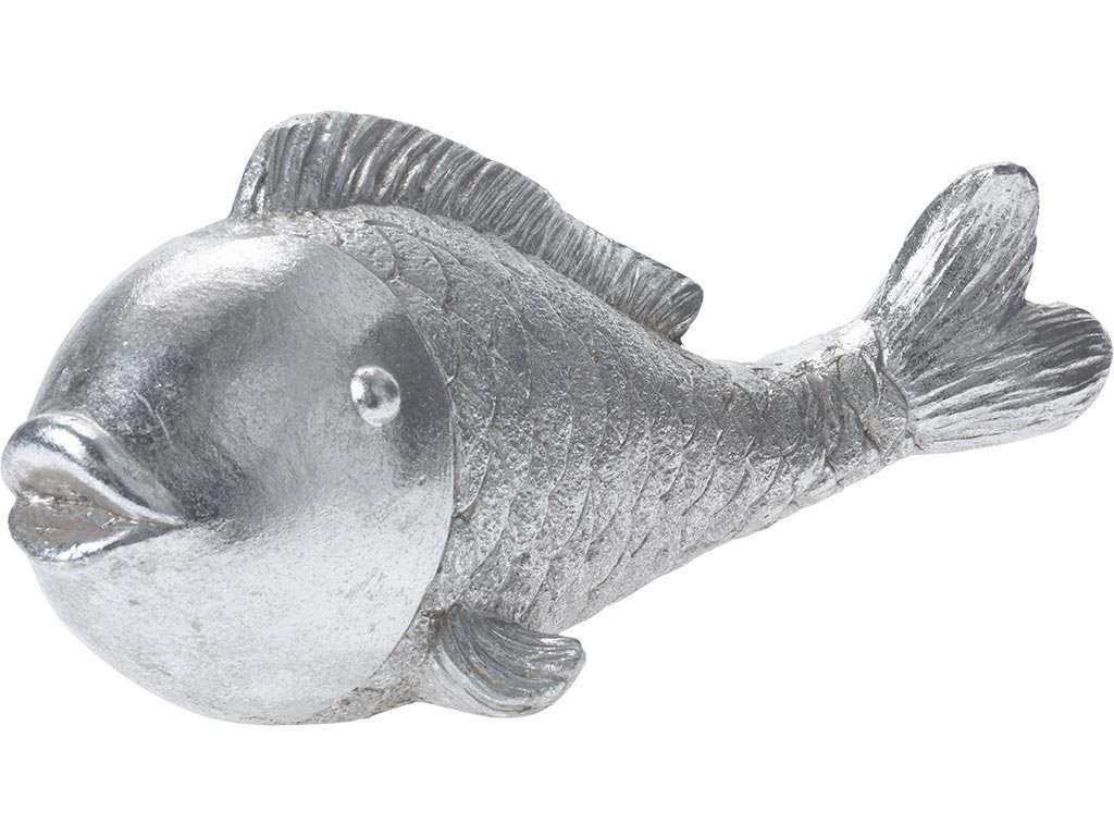 Διακοσμητική Φιγούρα ψάρι σε ασημί χρώμα, 55x18.5x21 cm