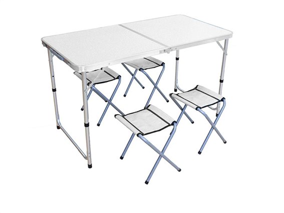 Aria Trade Πτυσσόμενο Τραπέζι για Camping με 4 καθίσματα, 120x60cm