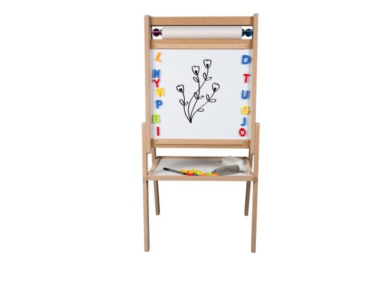 Παιδικός Μαυροπίνακας 2 όψεων με λευκό χαρτί ζωγραφικής και αποθηκευτικό χώρο, 52x44x105 cm