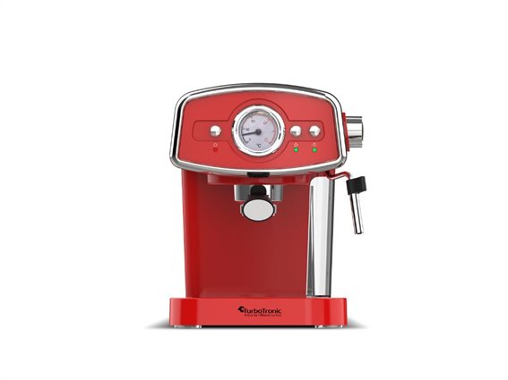Turbotronic Μηχανή Espresso 1050W Πίεσης 19bar Κόκκινη TT-CM22 με δοχείο 1.2lt