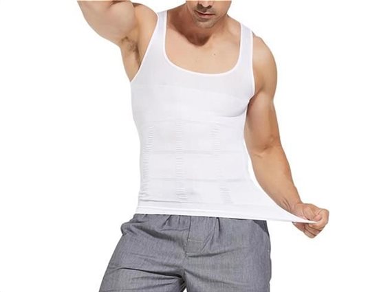 Aria Trade Ανδρικό Φανελάκι Αμάνικο Τιράντα Σύσφιξης Κοιλιάς Slim Fit σε λευκό χρώμα Medium