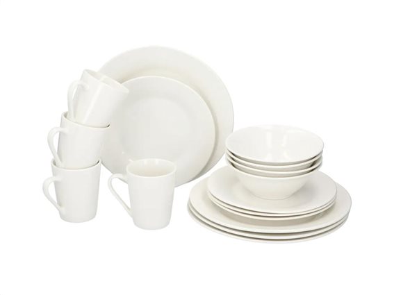 Alpina Σετ Κεραμικό Σερβίτσιο Φαγητού 16 τεμαχίων σε λευκό χρώμα, Dinnerware set