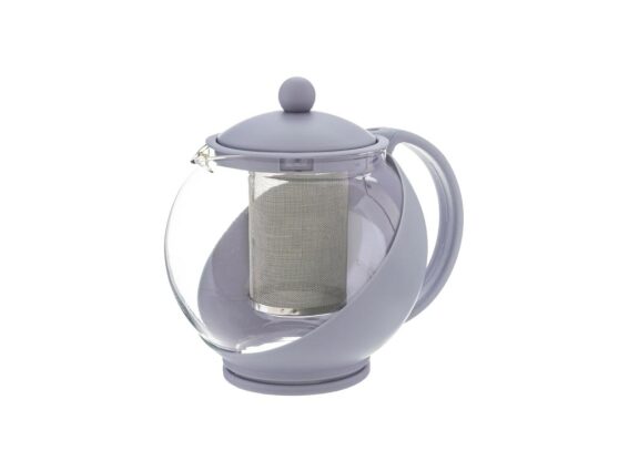 Γυάλινη Τσαγιέρα χωρητικότητας 1.25L με ενσωματωμένο φίλτρο σε 5 χρώματα, Tea pot Ανοιχτό γκρι