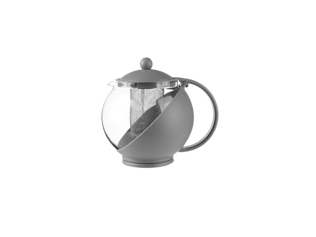 Γυάλινη Τσαγιέρα χωρητικότητας 1.25L με ενσωματωμένο φίλτρο σε 3 χρώματα, Tea pot Γκρι
