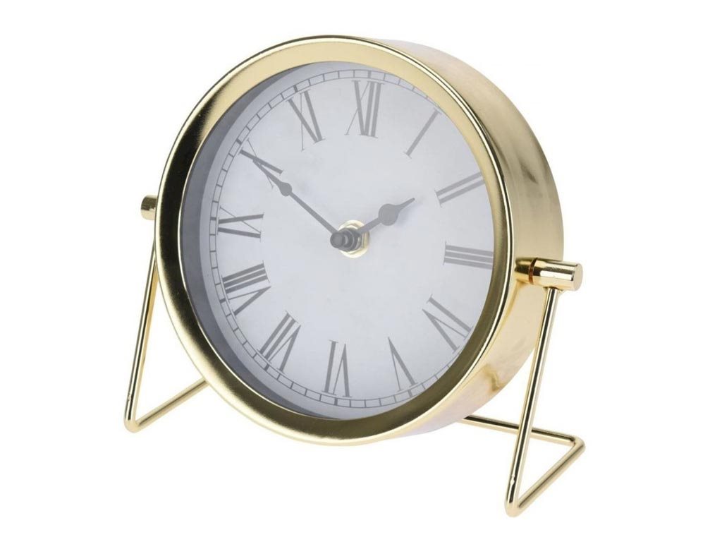 Επιτραπέζιο Ρολόι  διακοσμητικό, μεταλλική κατασκευή σε χρυσό χρώμα, με  διάμετρο 16cm