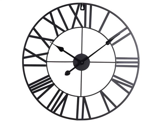 Αναλογικό Μεταλλικό Ρολόι Τοίχου διαμέτρου 47.5 cm σε μαύρο χρώμα, Wall clock