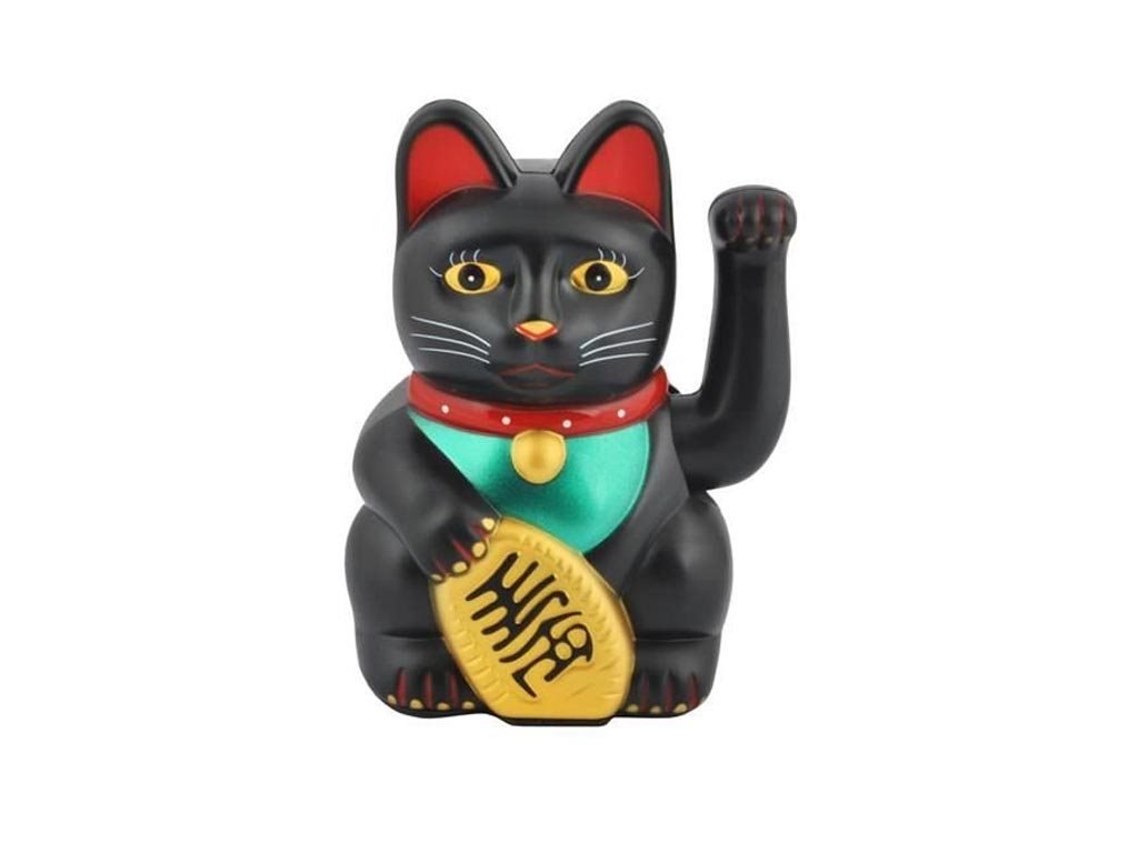 Διακοσμητική Τυχερή Γάτα Καλωσορίσματος σε μαύρο χρώμα, 10.5x15x8 cm, Welcome cat