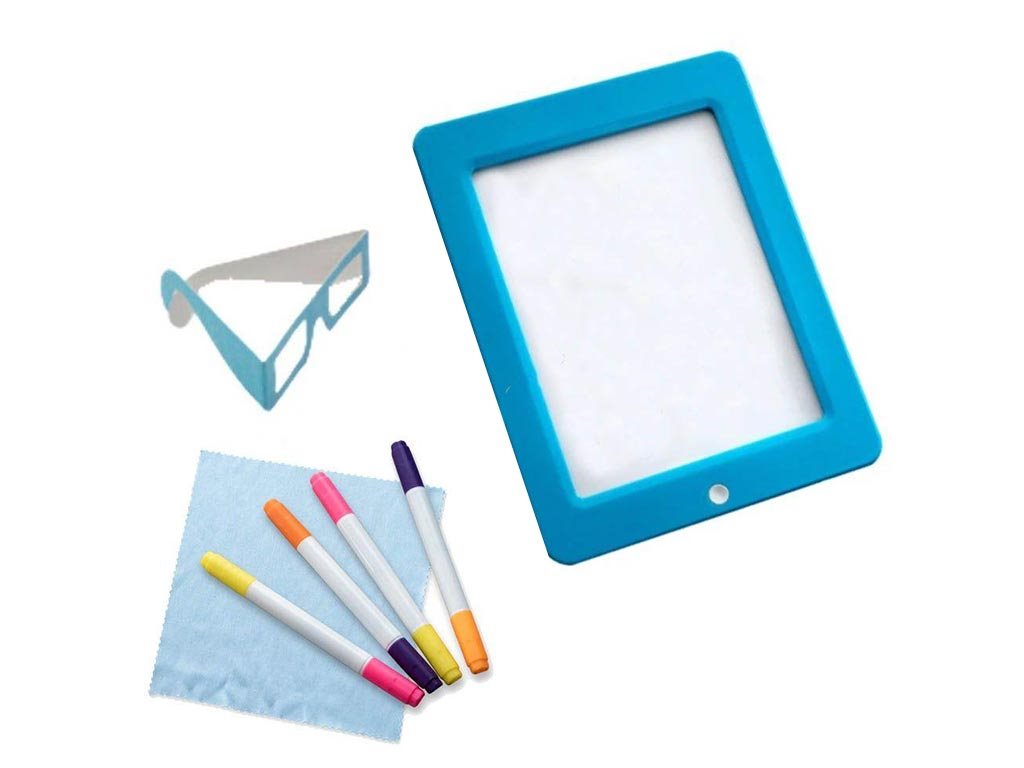 Aria Trade Φορητό φανταστικό 3D Tablet Ζωγραφικής Magic Sketchpad σε μπλε χρώμα, 23x17.5x2 cm