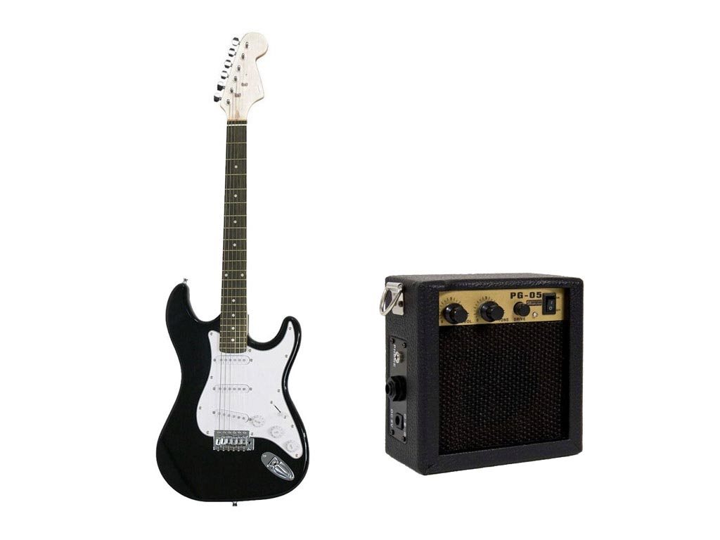 Ηλεκτρική Κιθάρα με Ενισχυτή 5W και θήκη μεταφοράς σε μαύρο χρώμα, Electric Guitar