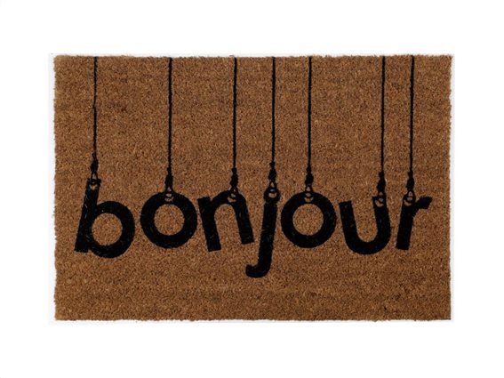 Πατάκι Χαλάκι εισόδου σε καφέ χρώμα με σχέδιο Bonjour, 40x60 cm, Doormat Bonjour