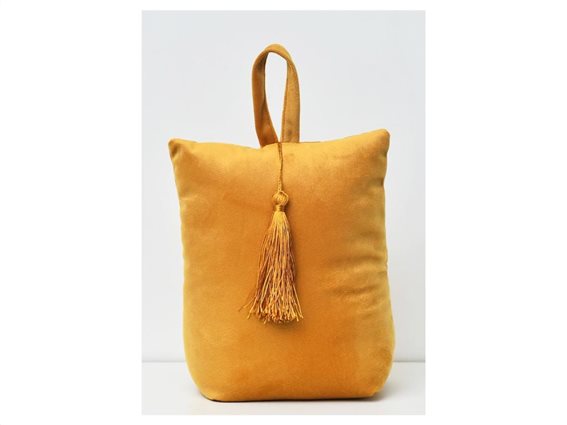 Aria Trade Στοπ Πόρτας σε σχήμα τσάντας με βελούδινο ύφασμα σε χρυσό χρώμα, Velvet Door stopper gold