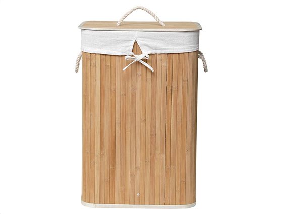 Bamboo Πτυσσόμενο Καλάθι απλύτων σε φυσικό χρώμα ξύλου, 60x40x30 cm, Laundry basket