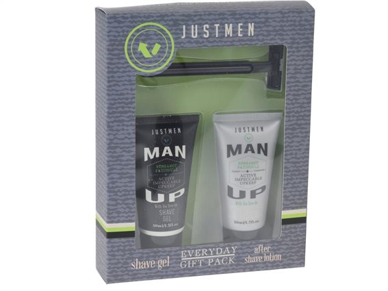 Just Men Σετ δώρου με After Shave Lotion, gel Ξυρίσματος και ξυραφάκι
