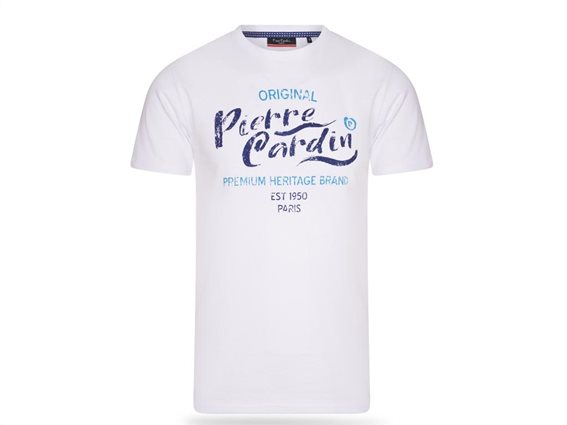 Pierre Cardin Ανδρικό Μπλουζάκι T-shirt με τύπωμα και κοντό μανίκι, σε Λευκό χρώμα Medium