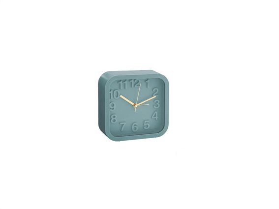 Ρολόι Ξυπνητήρι τετράγωνο, αθόρυβο, 13x13 cm Πετρολ