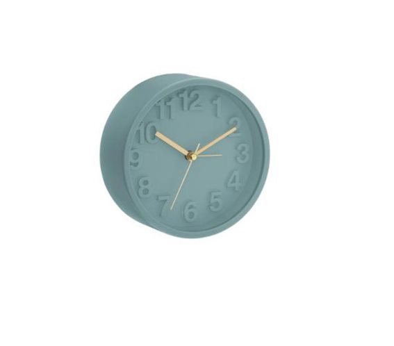 Ρολόι Ξυπνητήρι στρογγυλό, αθόρυβο, 13x13 cm Πετρολ